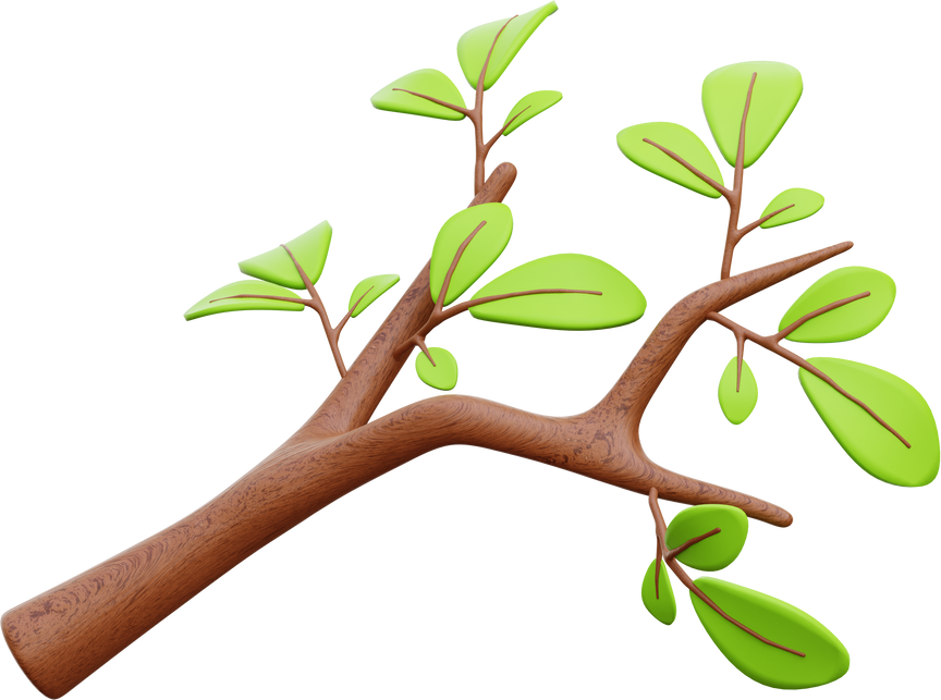 3D Tree Twigs Branch Leaves